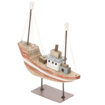 Itens Modelo decorativo de barco de madeira para peitoril de janela, 20 cm