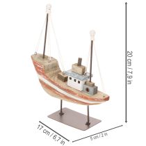 Itens Modelo decorativo de barco de madeira para peitoril de janela, 20 cm