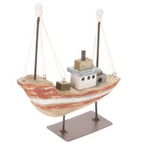 Itens Modelo decorativo de barco de madeira para peitoril de janela, 20 cm