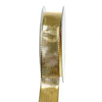 Itens Fita de presente ouro com borda de arame 25mm 25m