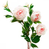 Flor artificial de seda peônia rosa claro, branco 135 cm