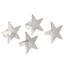 Itens Porta-guardanapos em formato de estrela, anéis de guardanapo em metal prateado, 7 cm de diâmetro, 4 cm de altura, 4 peças
