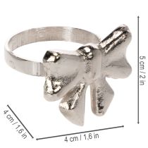 Itens Porta-guardanapo em forma de laço, metal, prata brilhante, 5 cm, conjunto com 4 peças