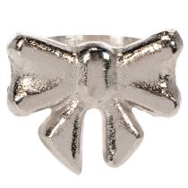 Itens Porta-guardanapo em forma de laço, metal, prata brilhante, 5 cm, conjunto com 4 peças