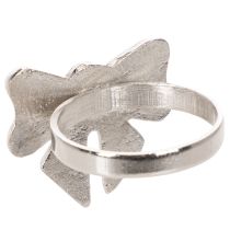 Itens Porta-guardanapo em forma de laço, metal, prata brilhante, 5 cm, conjunto com 4 peças