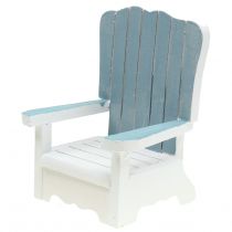 Cadeira decorativa feita de madeira branco-turquesa-cinza Alt.16cm