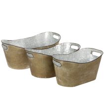Itens Conjunto de vasos e floreiras para plantas, cor cobre/branco, C32,5cm/36,5cm/41,5cm