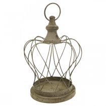Shabby Chic Deco Crown Coroa de metal rústica para pendurar H27cm