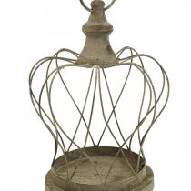 Shabby Chic Deco Crown Coroa de metal rústica para pendurar H27cm