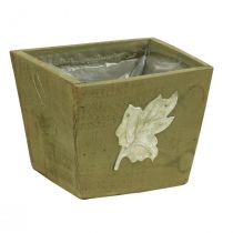 Caixa de plantas de madeira shabby chic caixa de madeira verde 11×14,5×14cm