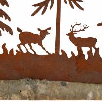 Itens Silhueta de floresta com pátina de animais sobre base de madeira 30cm x 19cm