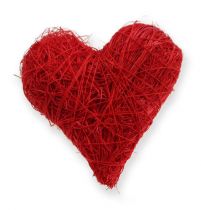Sisal corações 5-6 cm vermelho 24p