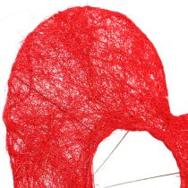 Manguito de coração de sisal 20cm decoração de flor de sisal coração vermelho 10 peças