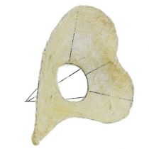 Coração de punho de sisal 15cm x 19cm branqueado 1p