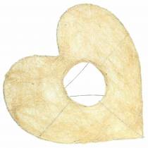 Coração de manga de sisal alvejado 25,5 cm 10 unidades