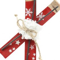 Itens Par de esqui vermelho para pendurar árvore de Natal 13,7 cm x 7 cm 3 unidades