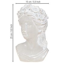 Itens Escultura busto feminino em pedra fundida, plantador cinza antigo 15×14×25cm