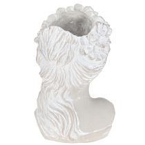 Itens Escultura busto feminino em pedra fundida, plantador cinza antigo 15×14×25cm