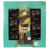 Itens Luminárias solares de jardim com estaca para fixação no solo, lâmpadas externas para caminhos de jardim, 35 cm, conjunto com 6 peças
