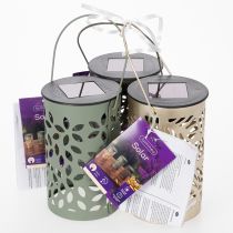 Itens Lanterna solar para jardim, com delicado padrão, ideal para noites de verão, 22 cm, conjunto com 3 peças.
