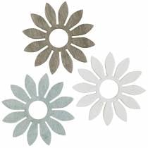 Flores de verão, decoração de madeira, flores, marrom, cinza claro, branco streudeko 72pcs