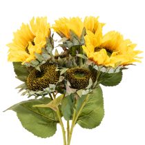 Itens Girassol artificial com folhas e flores realistas, 58 cm, 3 peças
