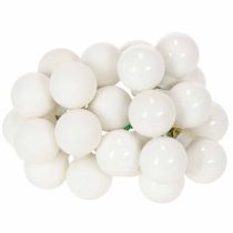 Itens Mini bolas de vidro espelhadas em formato de frutinhas vermelhas, brancas, 25 mm, 140 peças.