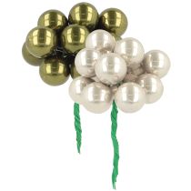 Itens Bolas de Natal Mirror Berries Verde Creme Ø20mm 140 unidades