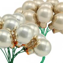 Itens Mini bola de Natal creme, bagas espelhadas bege Ø20mm 140 un