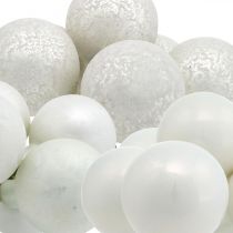 Mini bola de Natal com bagas de vidro branco espelho Ø40mm mix 32 unidades