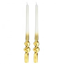 Velas torcidas velas em espiral de ouro branco Ø2cm Alt.30cm 2 unidades