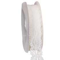 Itens Fita decorativa de algodão com padrão de renda em rolo para trabalhos manuais e decoração, 25 mm de largura, 10 m de comprimento.