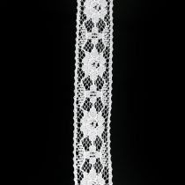 Fita de renda branca, decoração de casamento, padrão de flores de fita decorativa W25mm L15m