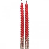 Itens Velas cônicas velas torcidas velas em espiral vermelho 24cm 2uds