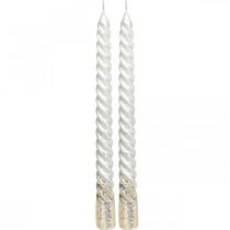 Velas cônicas velas torcidas velas em espiral prata 24cm 2uds