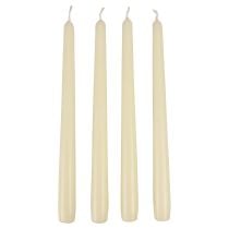 Velas cônicas, velas em bastão, marfim branco, 250/23 mm, 12 peças