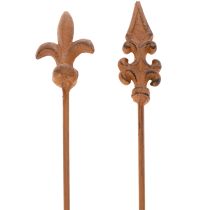 Itens Estaca de jardim rústica com lírio decorativo em estilo antigo para uso externo, 60 cm, 2 unidades.