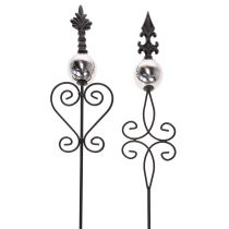Itens Estaca de jardim com design ornamentado, formato decorativo e elegante bola de metal, 90 cm, 2 peças