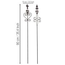 Itens Estaca de jardim com design ornamentado, formato decorativo e elegante bola de metal, 90 cm, 2 peças