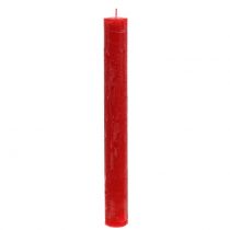 Itens Velas cônicas tingidas de vermelho 34mm x 300mm 4 un