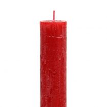 Itens Velas cônicas tingidas de vermelho 34mm x 300mm 4 un