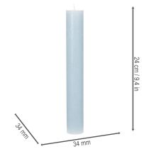 Itens Vela cônica azul para castiçais e decoração de mesa, 34x240mm, conjunto com 4 unidades.