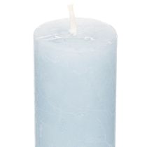 Itens Vela cônica azul para castiçais e decoração de mesa, 34x240mm, conjunto com 4 unidades.