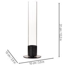 Itens Castiçal cônico com cilindro de vidro. Simples e atemporal. 31 cm