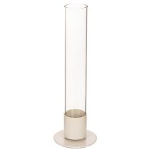 Itens Castiçal moderno para vela cônica com base e cilindro de vidro, 31 cm