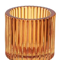 Itens Castiçal em vidro laranja porta-velas Alt.8cm 4 unid.
