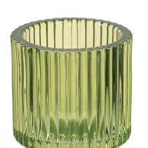 Itens Castiçal em vidro porta-velas verde Alt.8cm 4 unid.