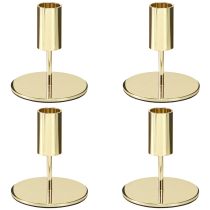 Itens Porta-velas moderno dourado de metal com altura de 10 cm, 4 peças