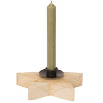 Itens Castiçal rústico de madeira em formato de estrela para velas finas, 16 cm