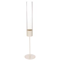 Itens Castiçal com cilindro de vidro sobre base metálica de 50 cm